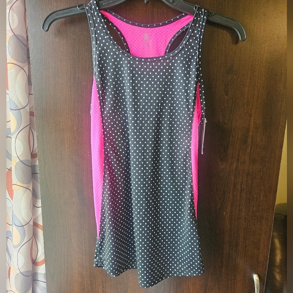 NWT Champion Polka Dot Sleeveless Top - Black and Pink